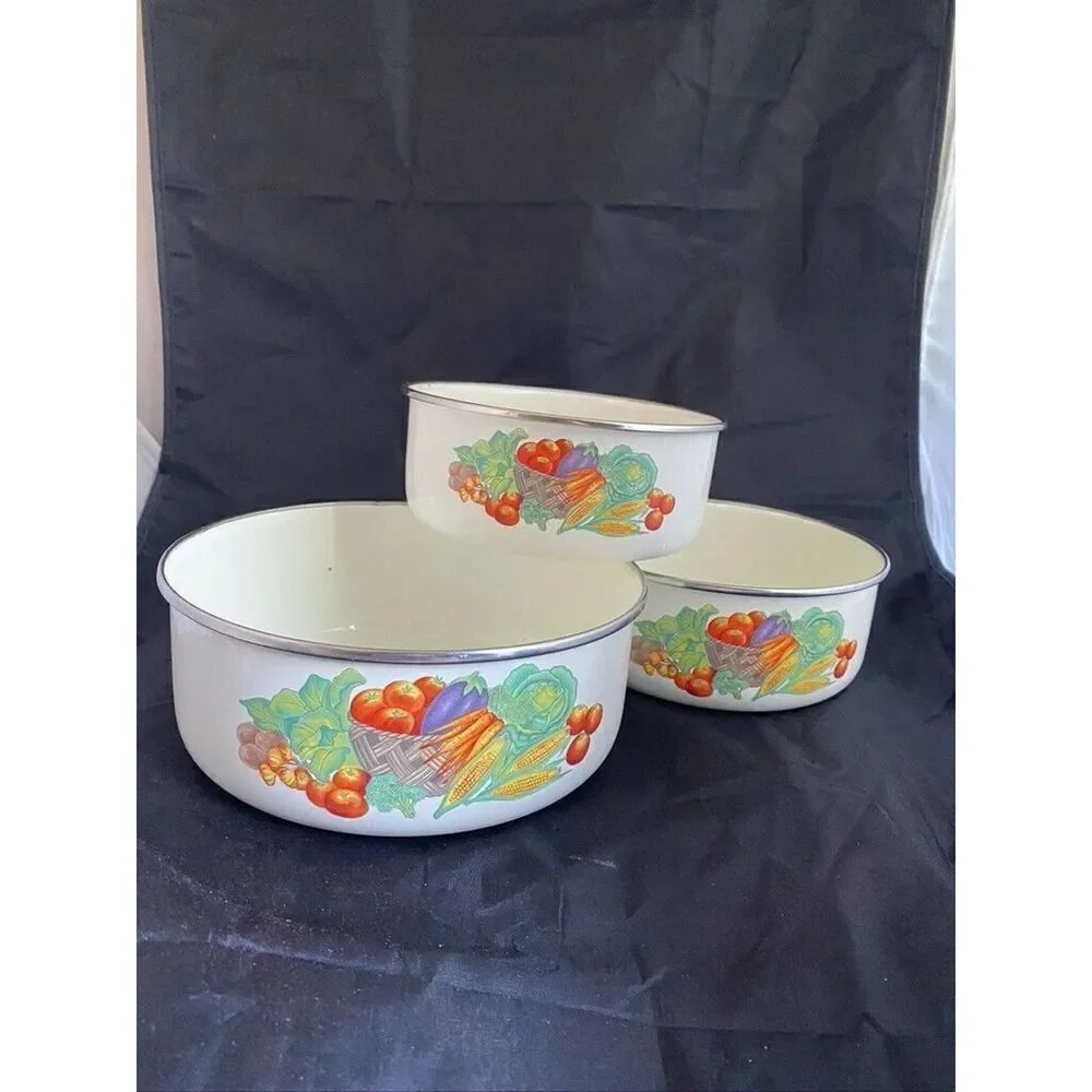 Rare - Bountiful Harvest by Lincolnware Nesting Bowls 3 Bowls Retro